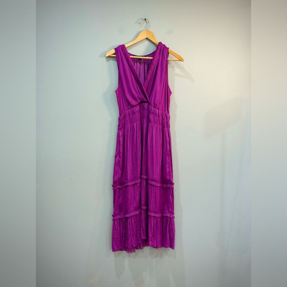 Purple WHBM Pleated Wrap Dress Size S - Picture 4 of 6